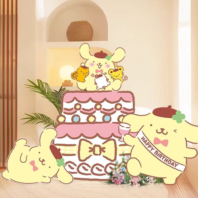 布丁狗生日布置男女孩百天气球装饰背景墙KT板定制氛围感蛋糕立牌