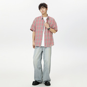 新款 短袖 休闲时尚 2025夏季 潮流宽松美式 复古重磅情侣款 衬衫