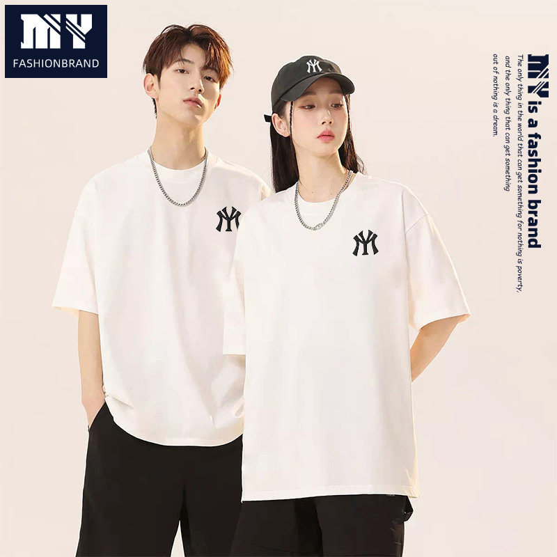 设计感字母印花重磅宽松T恤潮牌半袖上衣男女同款简约百搭RM