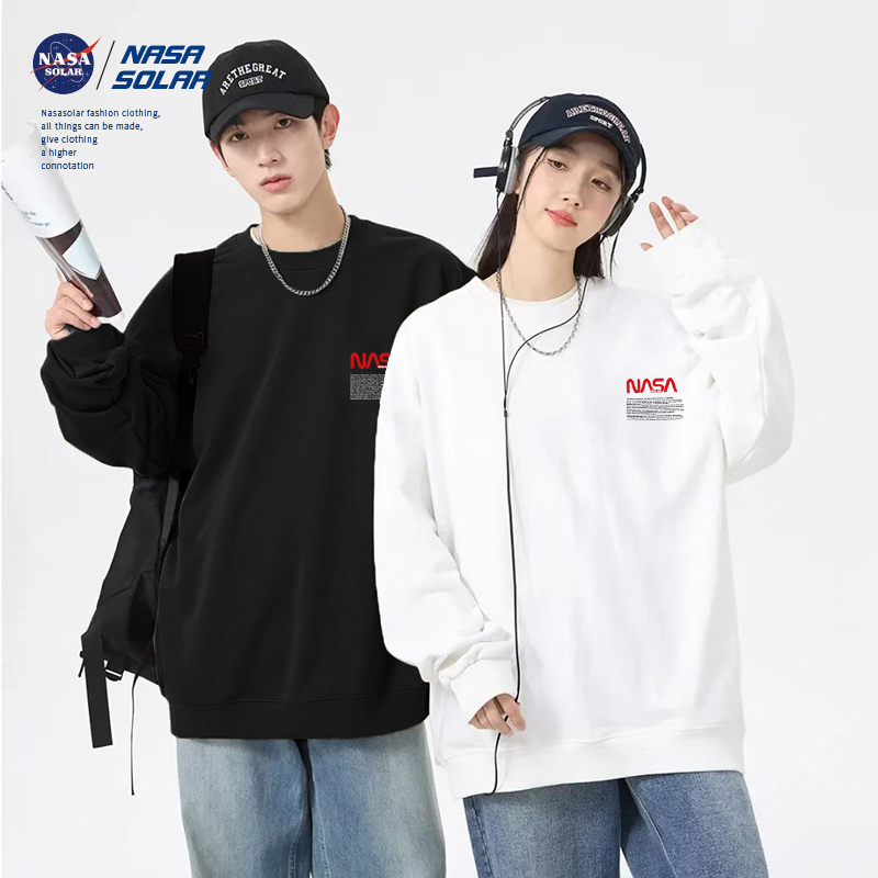 NASA秋冬季卡通印花套头卫衣男女圆领学生休闲百搭情侣百搭上衣