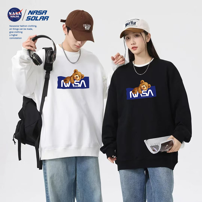 NASA潮流卡通印花套头卫衣男女同款宽松百搭春秋季加厚圆领上衣