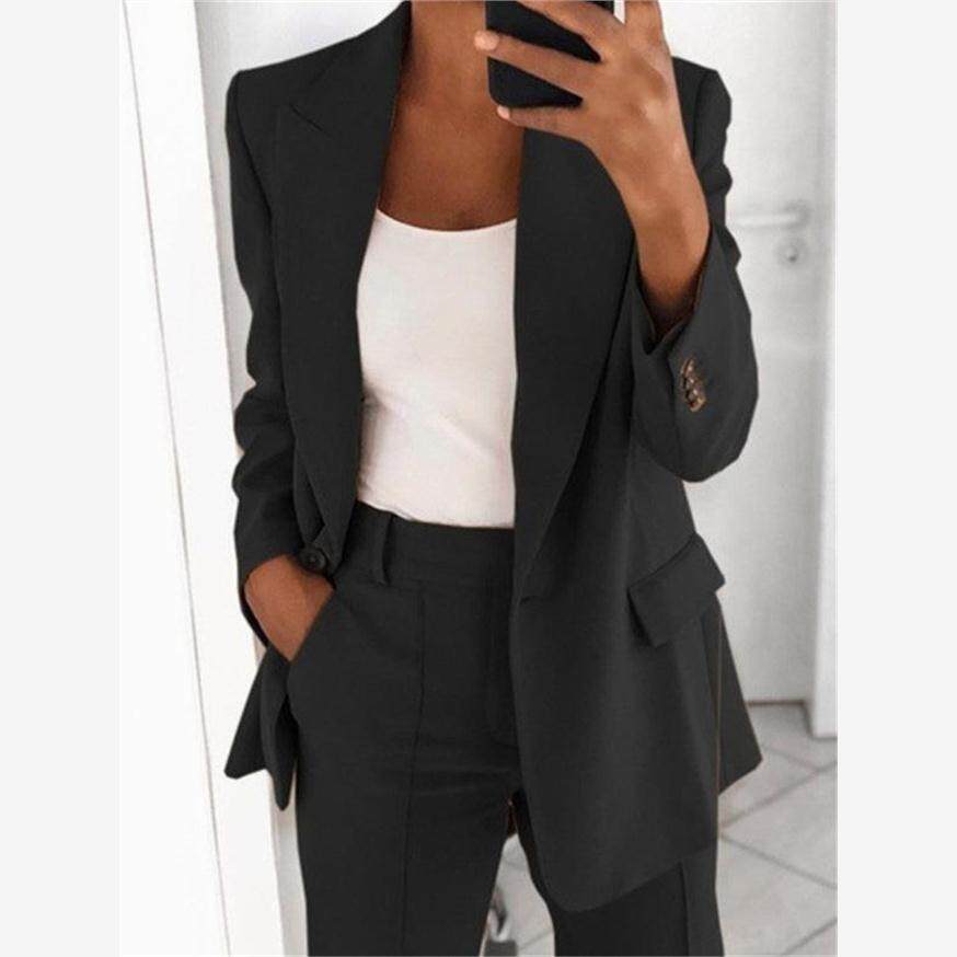 2024秋欧美时尚翻领修身开衫气质西装外套女Suit jacket women。