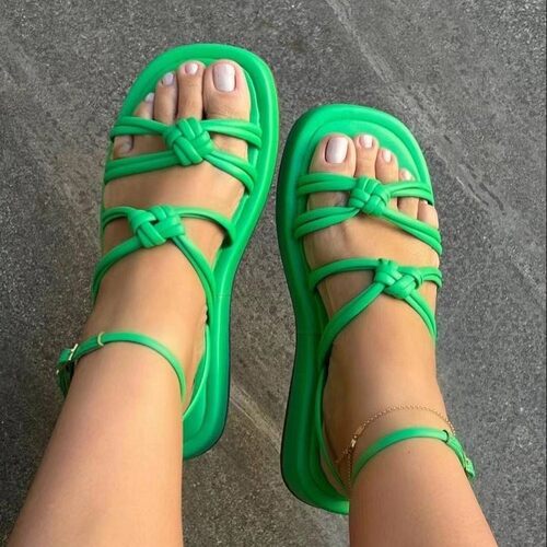 summer causal flat ladies sandals women shoes 拼色平跟凉鞋女