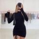 Tight Mini Ruched Sexy Lace Bodycon Women Draped Dress