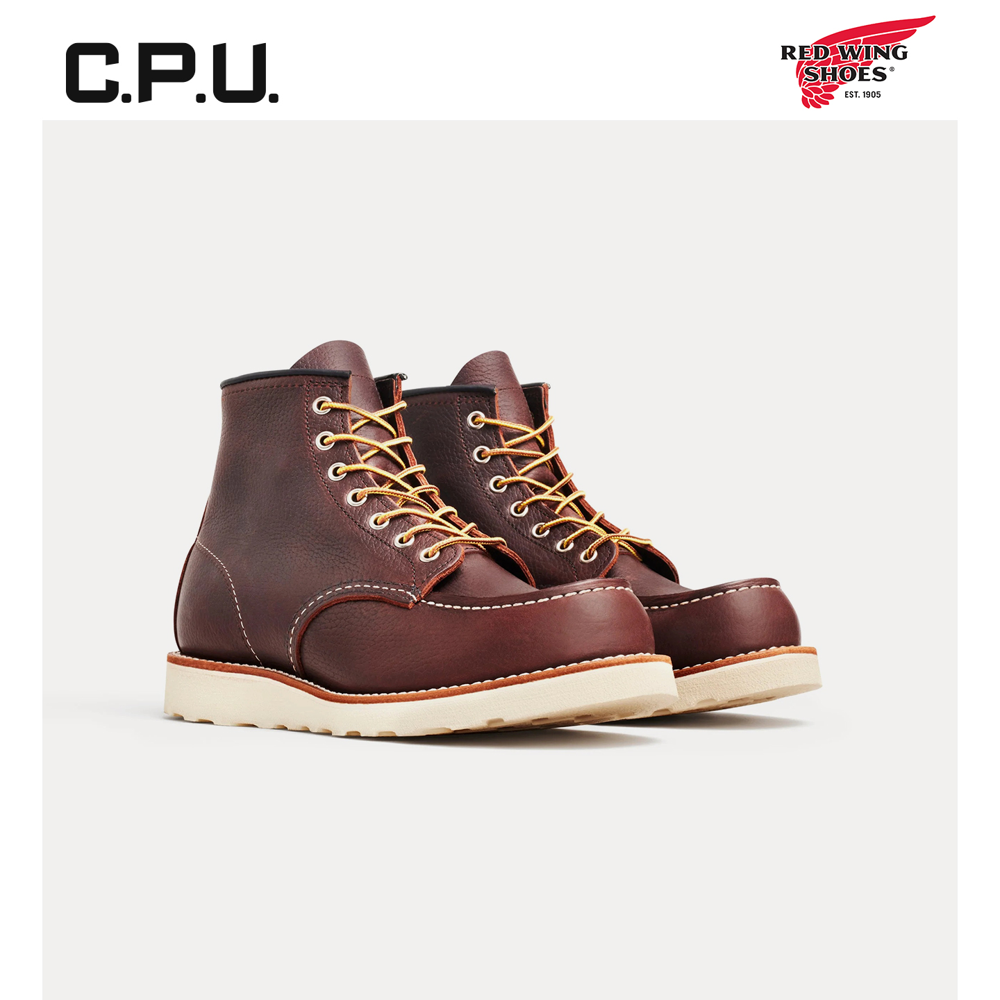 红翼8138牛皮系带中帮工装靴