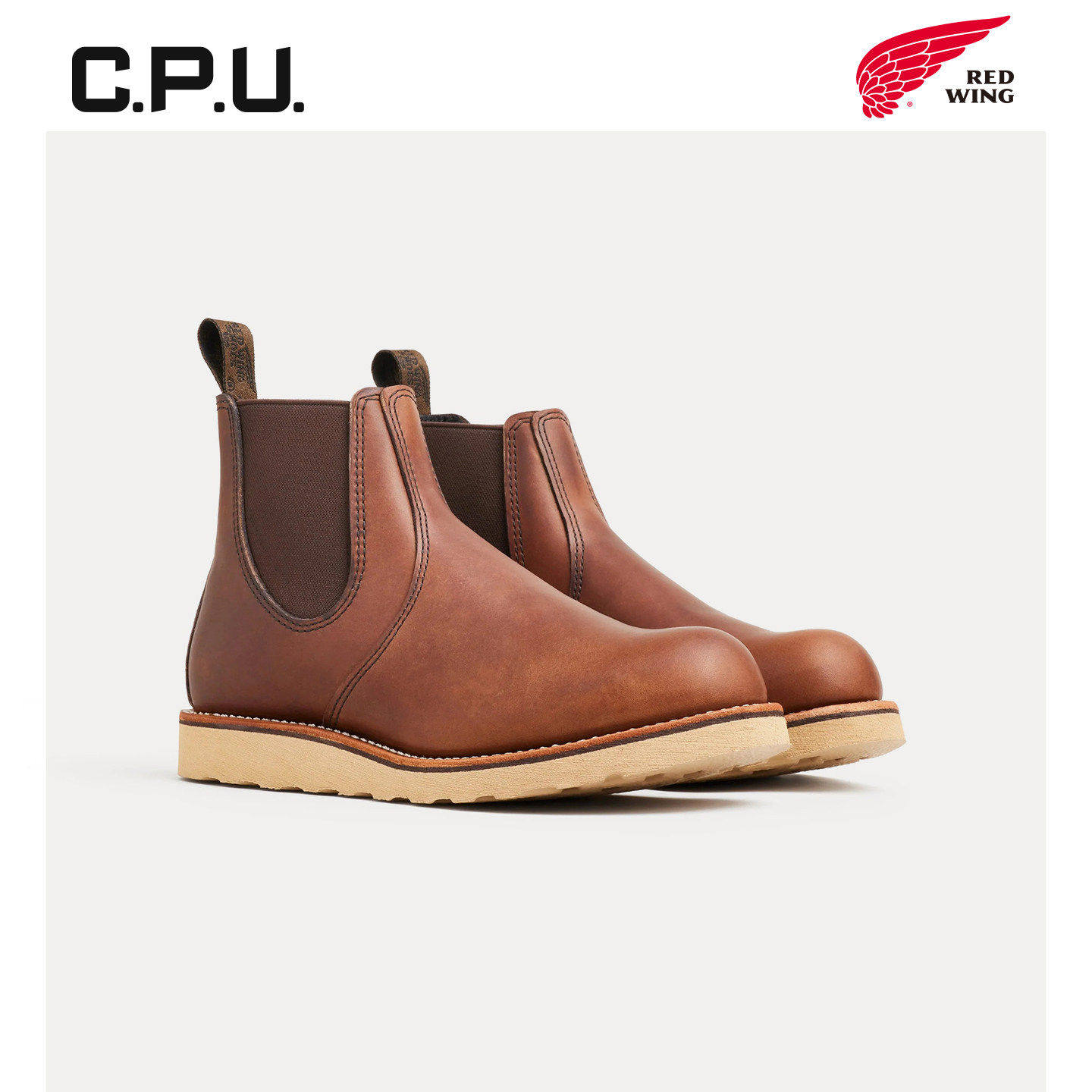 红翼3190 RED WING 切尔西棕色中高筒男靴牛皮D头工装靴平底靴RW