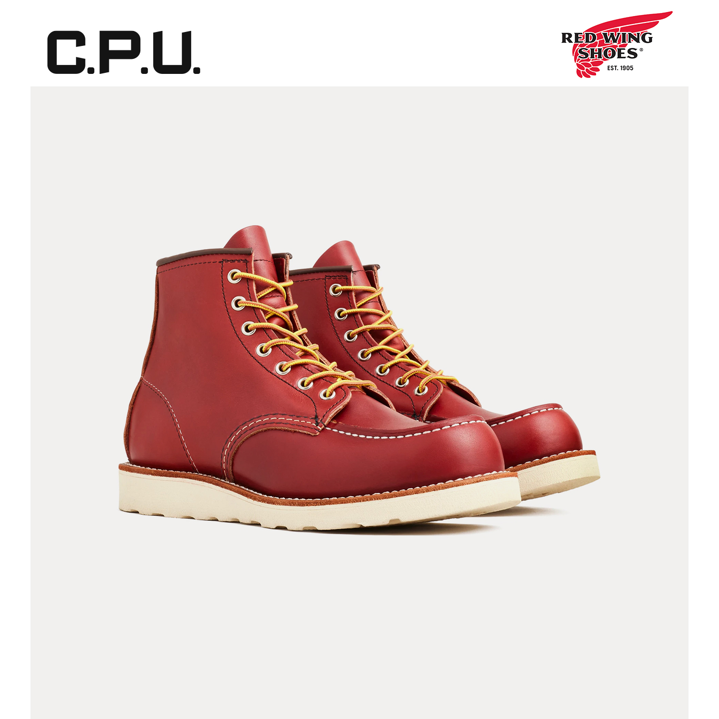 红翼8875中帮方头牛皮马丁靴