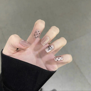 【赫本晚宴】纯手工穿戴甲显白百搭猫眼蝴蝶结爆闪指甲贴美甲贴片