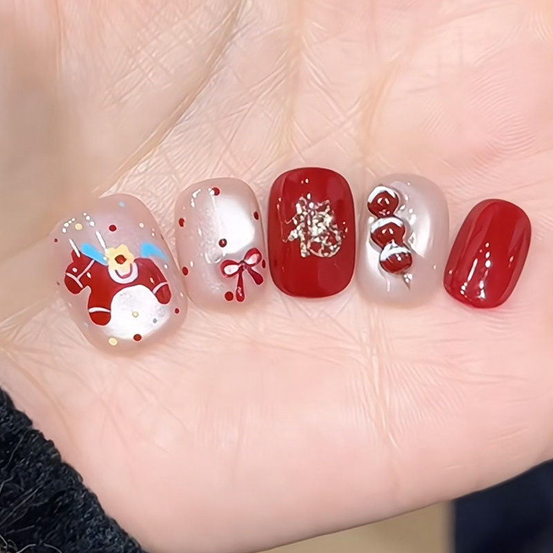 2026马年限定国潮猫眼手工穿戴甲立体糖葫芦美甲新年婚甲美甲贴片,彩妆/香水/美妆工具,穿戴甲/甲片,淘宝优惠券,粉丝福利购,淘宝优惠卷