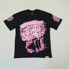 Pink Short-Sleeve Tee with Letter Logo and Crew Neck