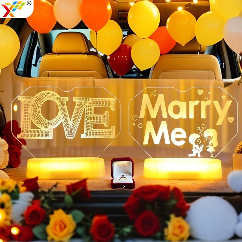 marryme情人节求婚灯牌浪漫布置