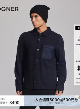 BOGNER博格纳秋冬UNTO男士经典翻领设计羊毛混纺休闲针织衫