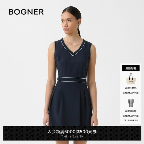 BOGNER博格纳 春夏EDITA女士高尔夫运动无袖V领收腰连衣裙