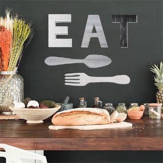 EAT Sign for Kitchen Decor, Rustic Fork and Spoon Wall Art