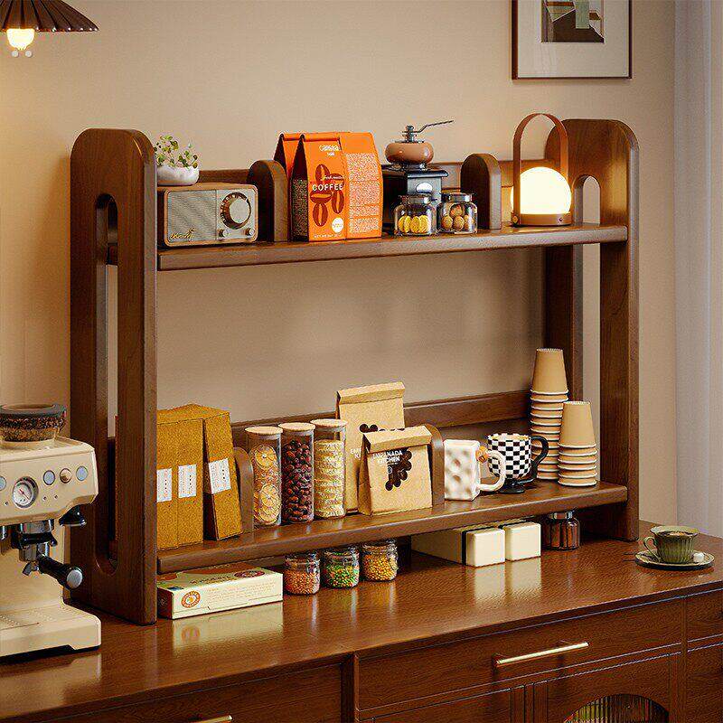 实木杯架杯子置物架多层黑胡桃台面桌面茶具高级感轻奢水杯收纳架