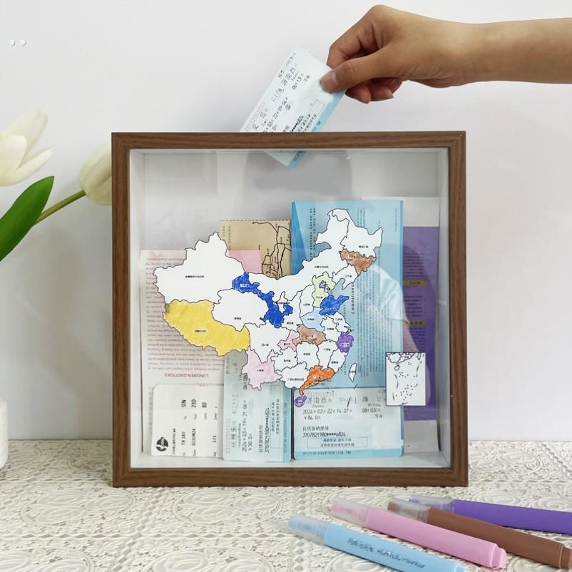旅行记录时光碎片相框飞机票火车票演唱会门票收藏票根收纳盒画框