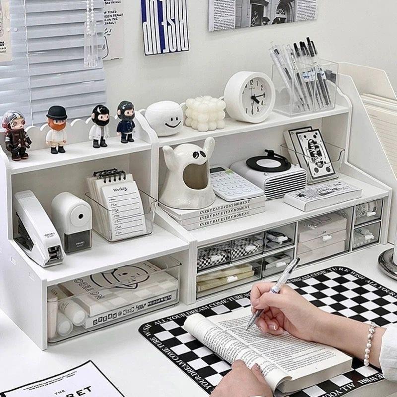 桌面置物架书桌收纳盒增高架书架办公室工位神器ins风桌上收纳架