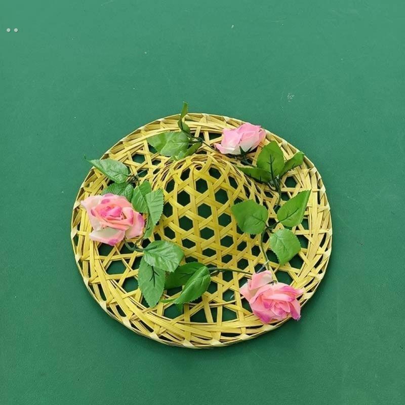 舞台道具彩色竹编镂空花朵跳舞斗笠成人帽子舞蹈斗笠广场舞斗笠帽