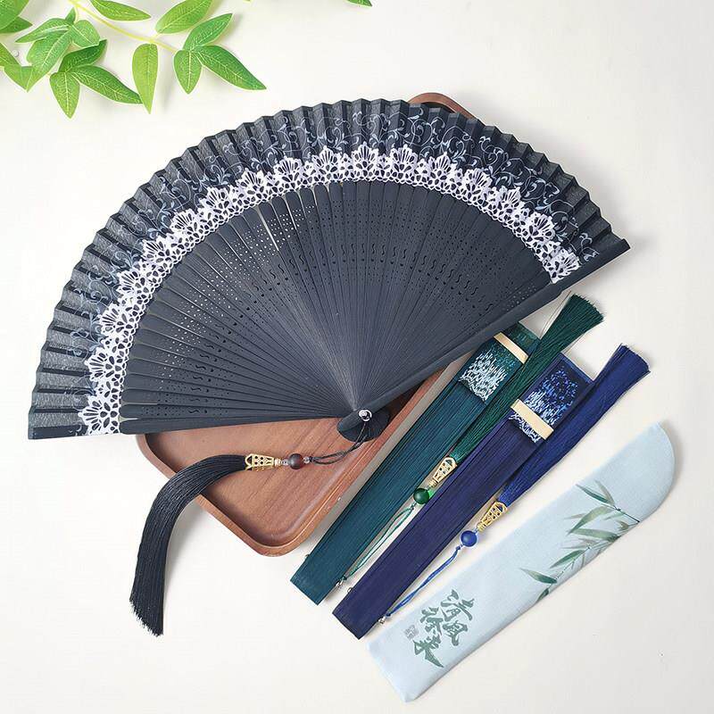 折扇古风黑色折扇中国风旗袍汉代折扇竹扇女新式中国风小扇夏