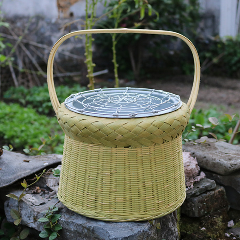 竹编取暖火笼烘火篮冬季取暖小炭炉煮茶火熥烤火木炭烤炉农家竹制