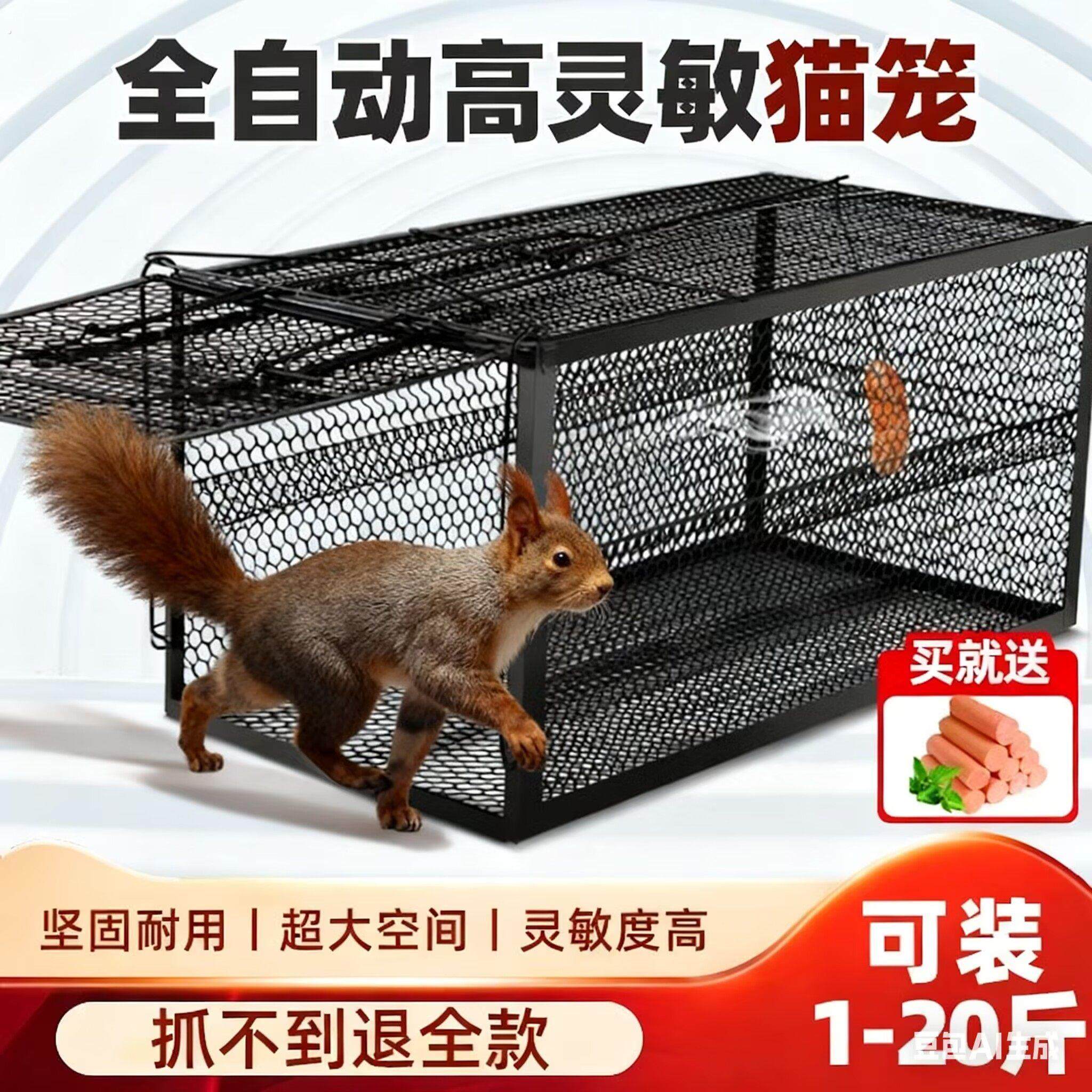 新款好物驱赶松鼠神器诱捕笼防止偷吃果园农园自动捕鼠灭捉老鼠防