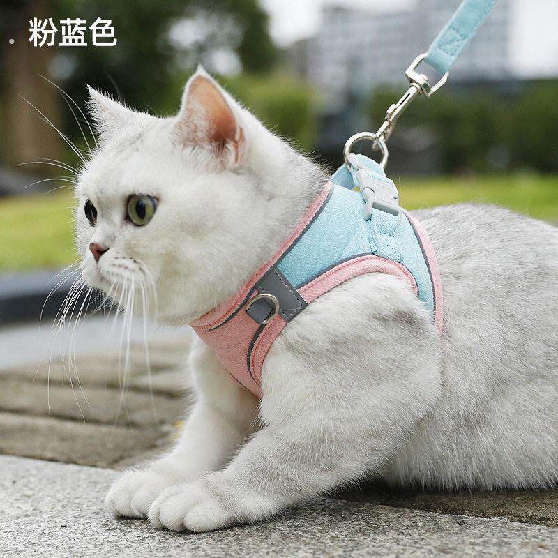 猫咪牵引绳背心式反光胸背带防挣脱外出遛猫专用绳狗狗宠物牵引绳