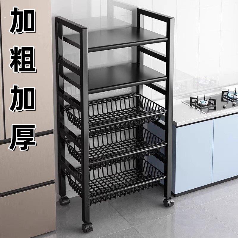 不锈钢厨房置物架落地多层家用浴室小推车蔬菜篮收纳架子用品大全