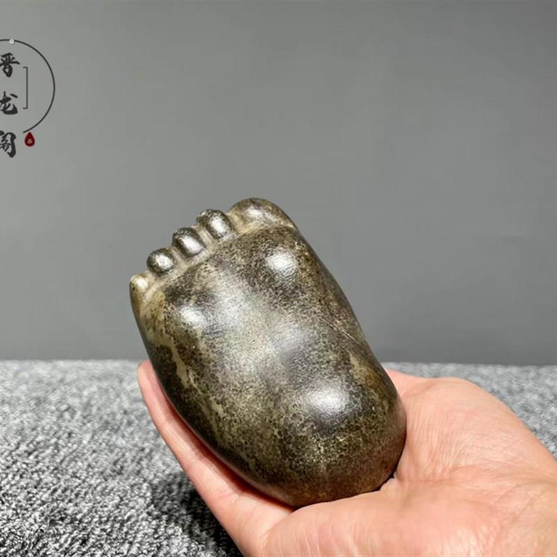 山西青石手工雕刻知足常乐纳福复古陈设茶座摆件家居装饰吉祥
