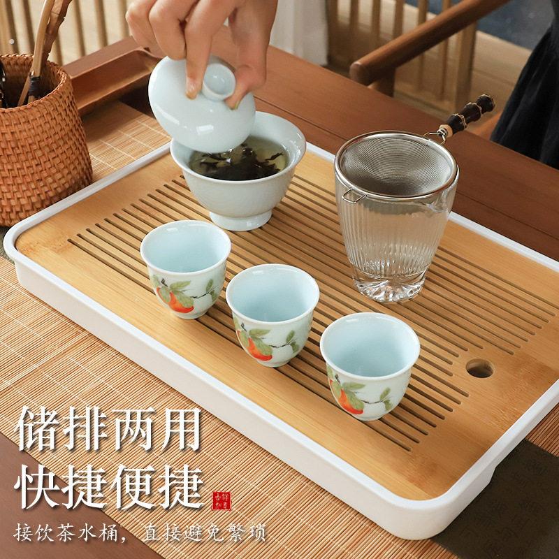 茶盘家用沥水盘密胺茶托盘简易轻奢小茶盘工厂排水式台