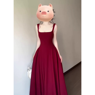 白色吊带连衣裙子女夏季法式气质小个子高级感收腰显瘦小白裙长裙