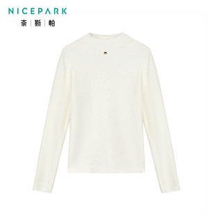 奈斯帕2025冬季新款韩版中领一体绒长袖打底上衣女修身显瘦百搭
