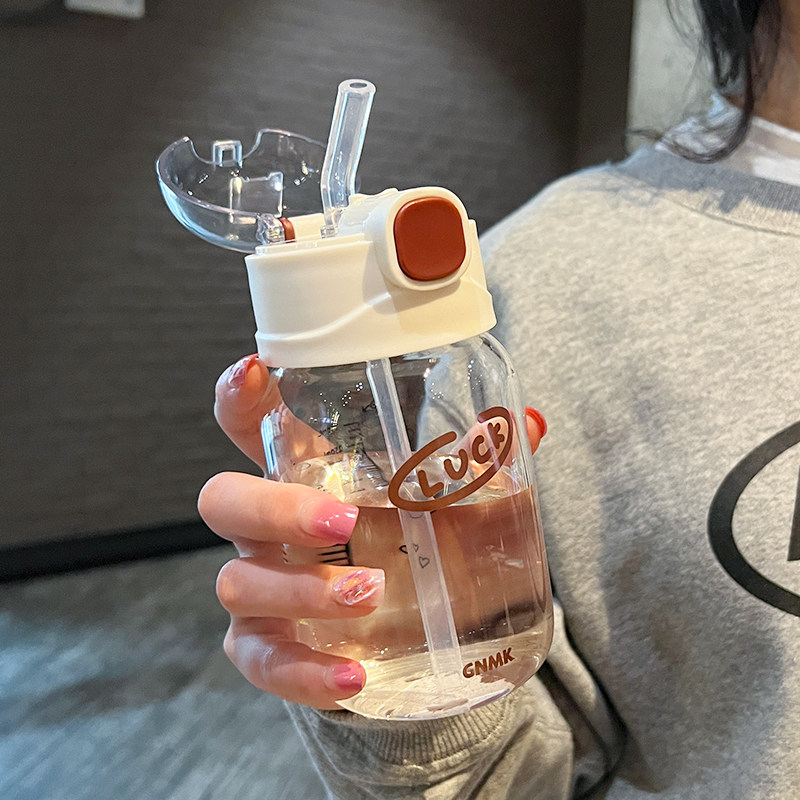 吸管玻璃杯耐高温双层防爆2025新款水杯高颜值女生高级感透明杯子