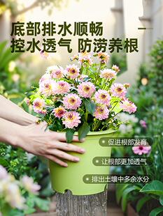 花盆塑料家用加厚耐用轻奢阳台庭院大号带托盘树脂大口径加仑盆栽