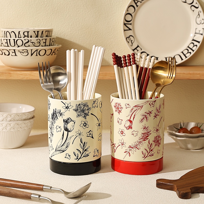 【沥水设计防发霉】陶瓷筷子筒