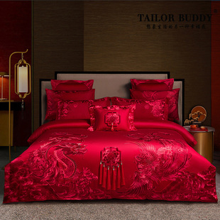 TB纯棉四件套高级感结婚床上用品140S全棉贡缎2025新款 婚庆喜被套