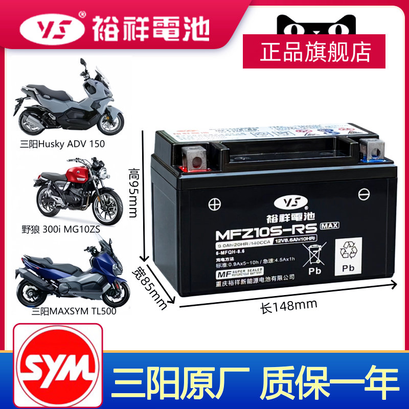 裕祥电池三阳SYM九妹 巡弋150 MAXSYM 400 Z300 火凤凰FNX150电瓶