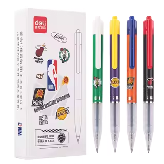 【NBA系列】得力直液式走珠笔学生用按动笔直液笔0.5子弹头中性笔替芯刷题备考大容量油墨签字水性笔SF120,文具电教/文化用品/商务用品,中性笔,淘宝优惠券,粉丝福利购,淘宝优惠卷