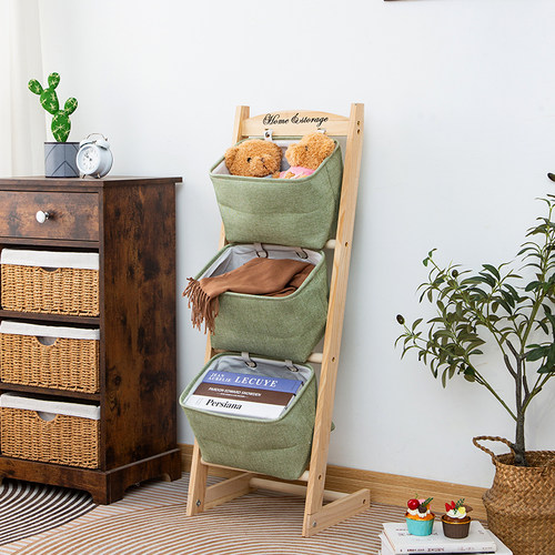 置地式客厅实木收纳神器置物架