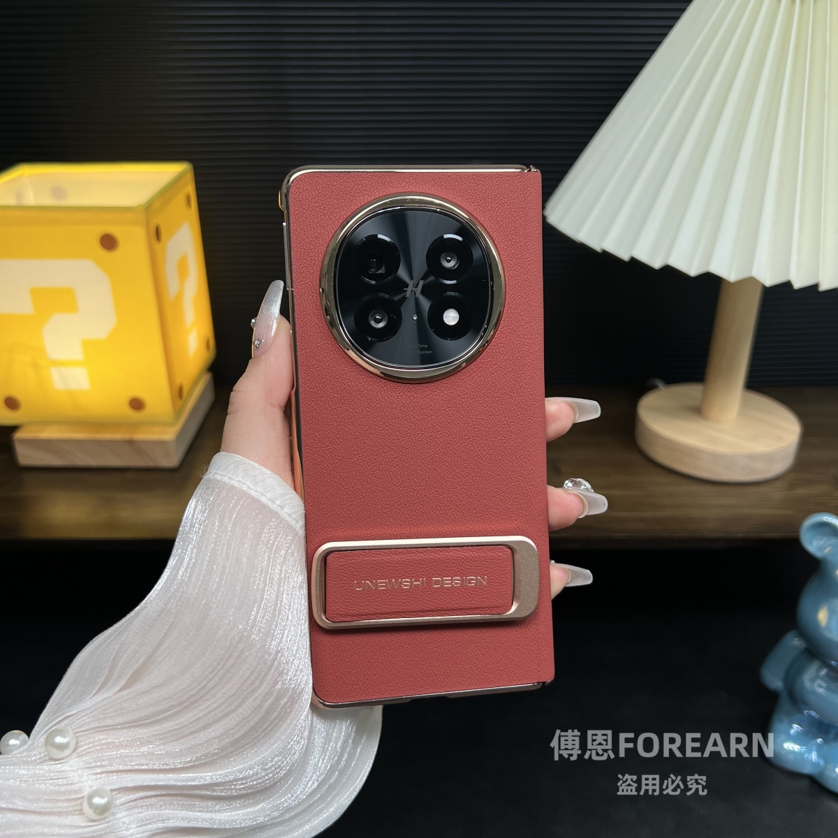 OPPOfindn5手机壳真皮带支架超薄