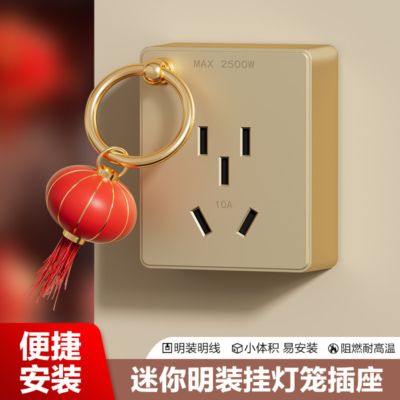 迷你明装挂灯笼插座小体积易安装图片