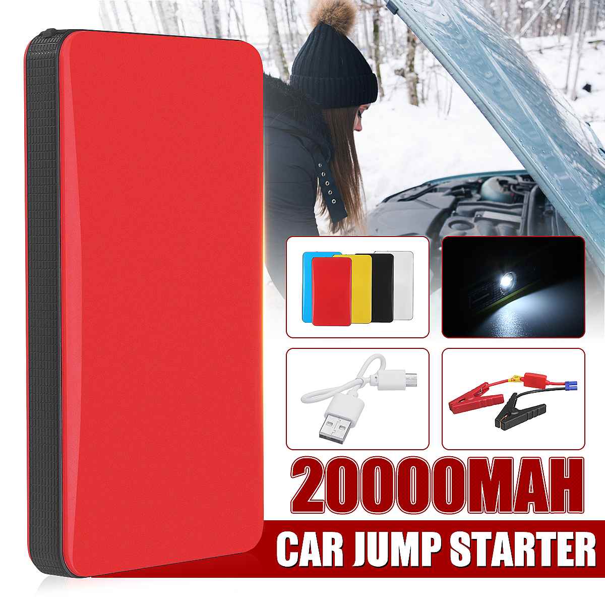 .Car Starters 12V 20000mAh Car Battery Starter Booster Car