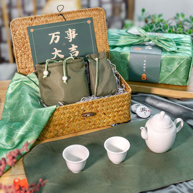 父亲节礼物轻奢布艺万事大吉男士商务家用简约茶具茶叶套装礼盒装