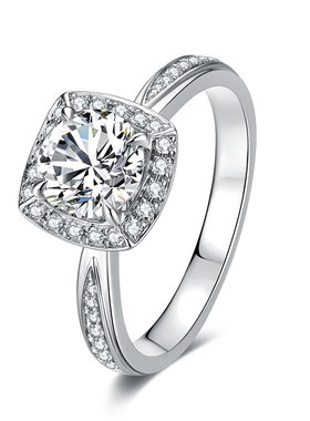 金功良匠方与圆莫桑石钻戒S925银