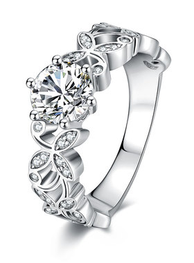 金功良匠鸢尾花原创设计款女戒银