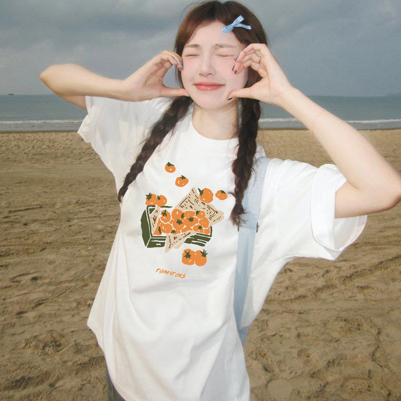 白色正肩纯棉宽松短袖t恤女夏2025新款独特漂亮超好看上衣慵懒风