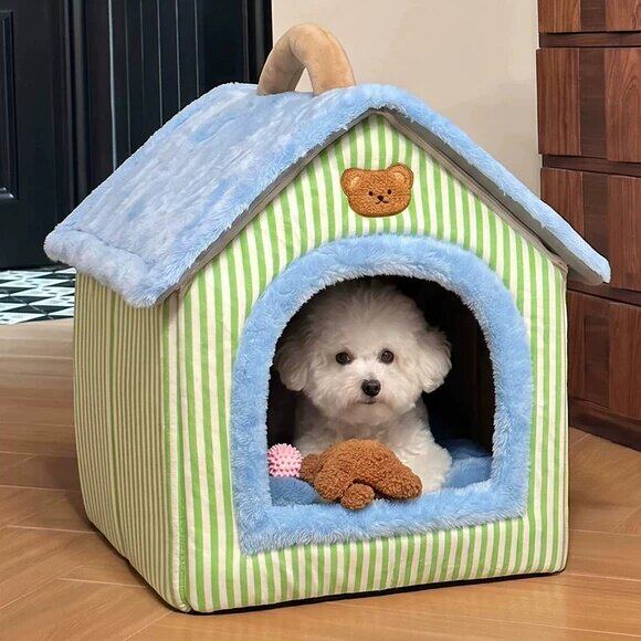 狗窝冬季保暖封闭式手提猫窝可拆洗安全感泰迪比熊宠物大号狗房子