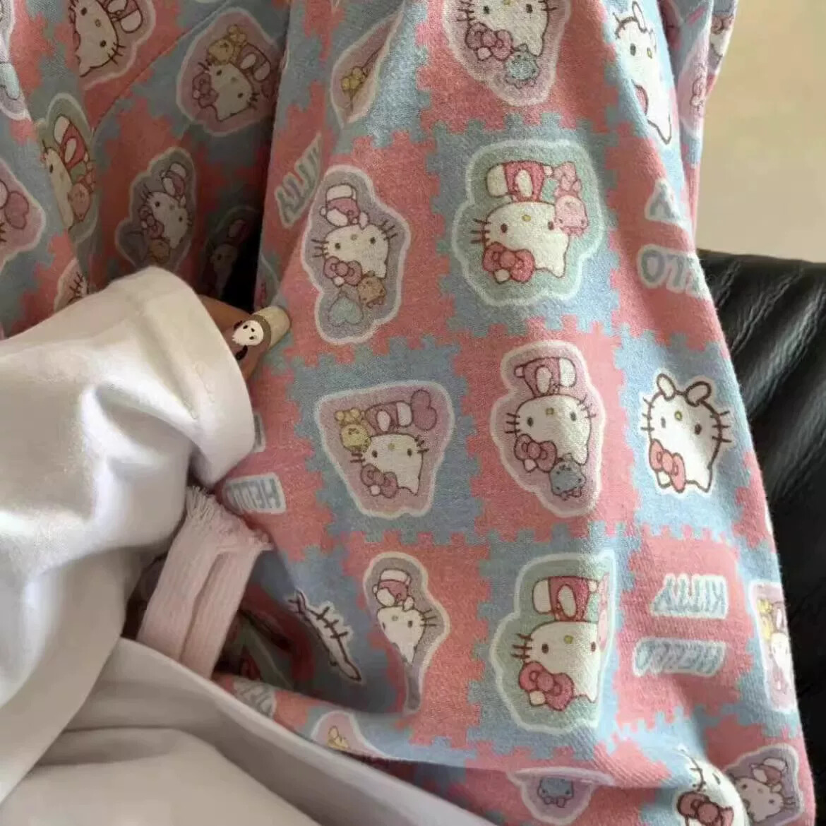凯蒂猫可爱睡裤女柔软亲肤休闲宽松女生卡通春秋款长裤家居裤