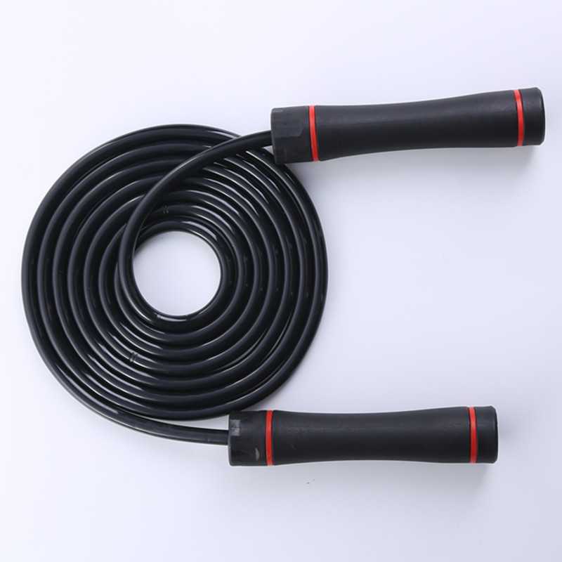 工厂新款跳绳成人款10MM绳子加粗加重健身器材黑色跳绳 可调节