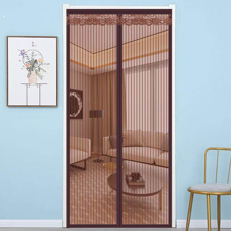 新品简约条纹纯色防蚊门帘磁性软纱门帘免打孔卧室客厅防蝇通风帘