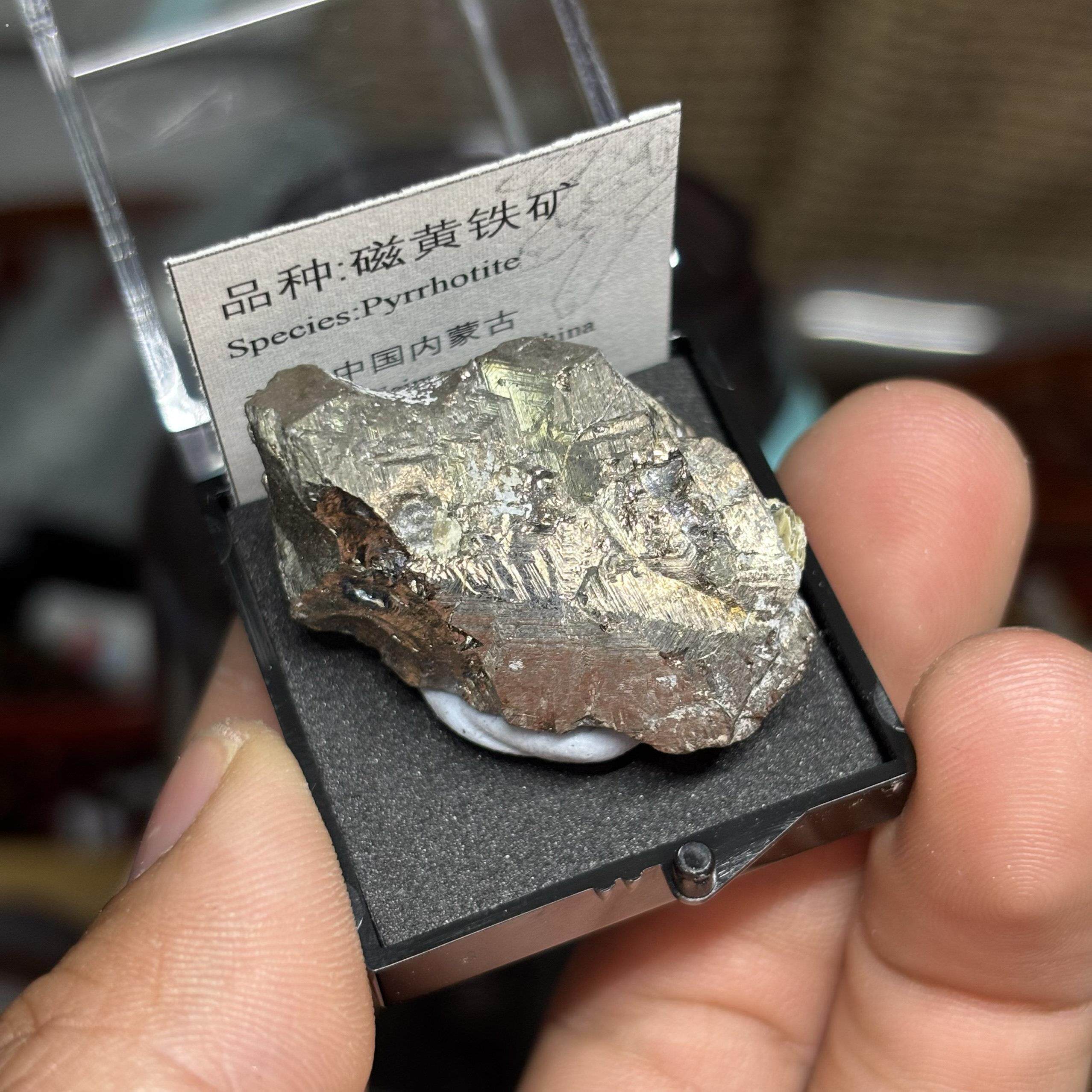 磁黄铁矿天然矿物晶体标本盒子矿猫矿石原石宝石能量石晶石教学